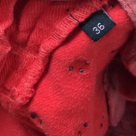 Distressed red studded highwaist shorts - Picture 6 of 7